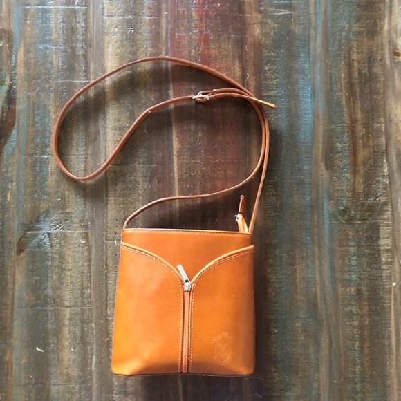 cognac leather crossbody bag